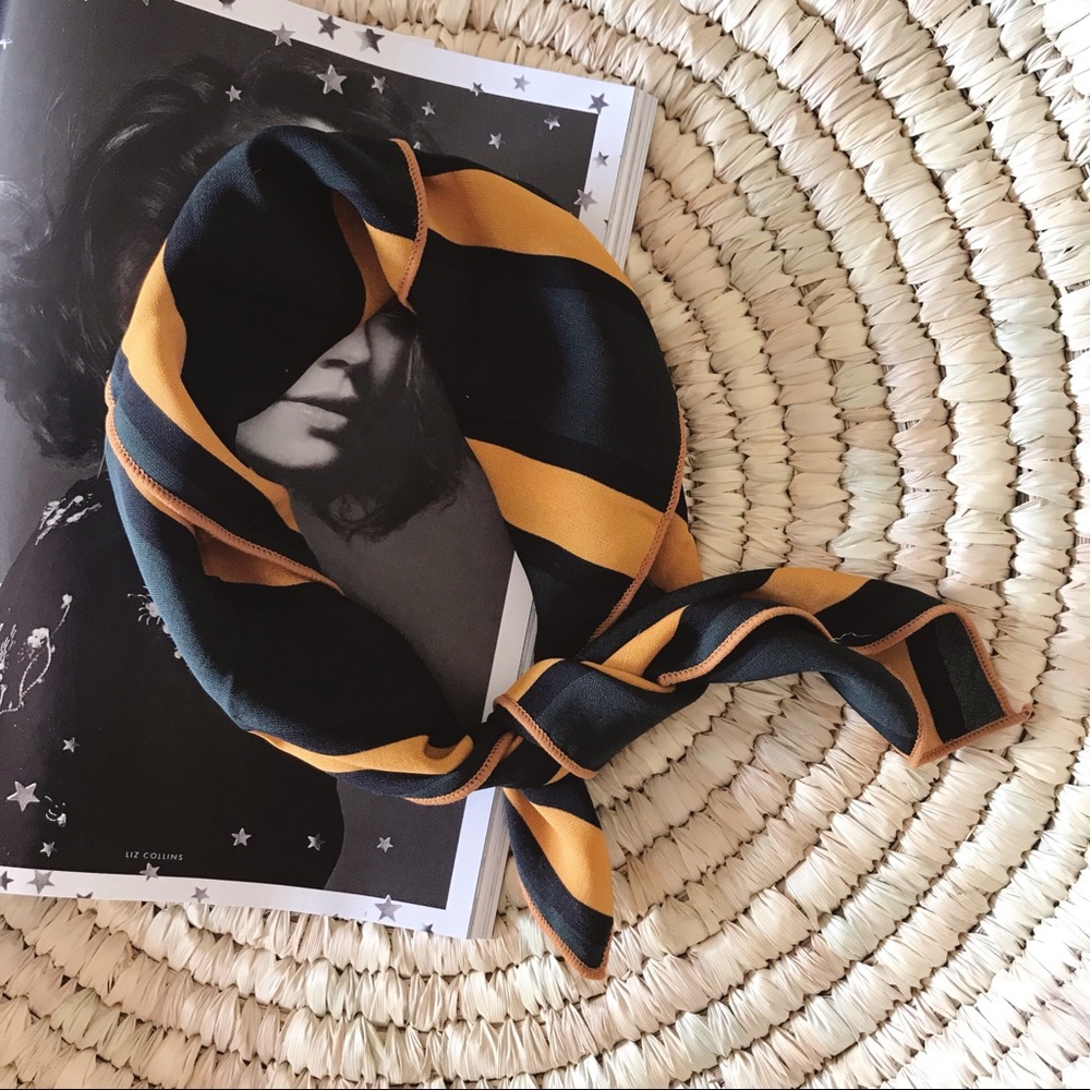 SALE Ava Silky Scarf Bandana in Forest Striped
